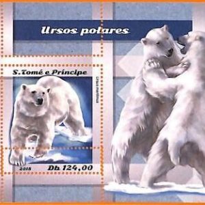 A6579 - SAO TOME & PRINCIPE, Error, 2018, MISSPERF SOUVENIR SHEET: Polar Bears