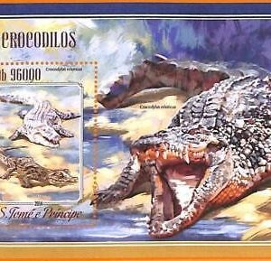 A6617 - SAO TOME & PRINCIPE, Error, 2014, MISSPERF SOUVENIR SHEET: Crocodiles
