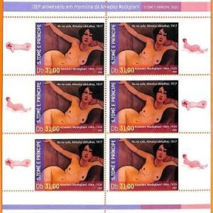 A6644 - SAO TOME & PRINCIPE, Error 2020, MISSPERF MINI S: Art, Nudes, Modigliani