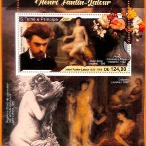 A6640  SAO TOME & PRINCIPE, Error 2021 MISSPERF SOUV S: Art Nudes  Fantin Latour