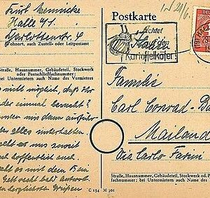 GERMANY -  POSTAL HISTORY:   45 Pf single use on POSTCARD 1947