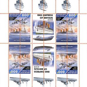 A7207 - TCHAD, Error, 2020, MISPERF MINIATURE SHEET:Ships,RMS Empress, Airplanes