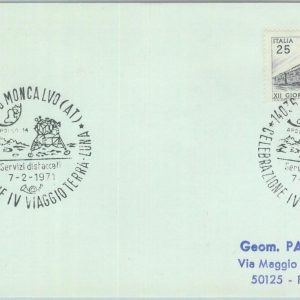 83020 - ITALY - Postal History - Special postmark: SPACE travel to the MOON 1971