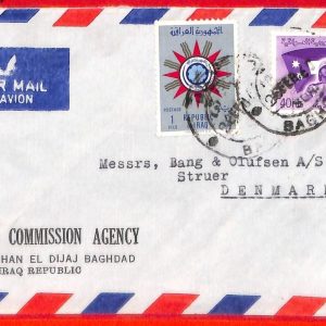 aa4132  - IRAQ - POSTAL HISTORY -  Censored AIRMAIL COVER to  DENMARK  1960's