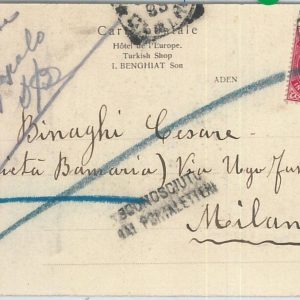 69086 - INDIA  - POSTAL HISTORY -  SEA MAIL? Postcard from ADEN to ITALY 1907