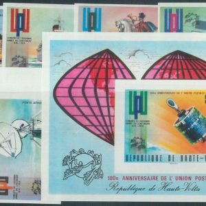 82799 - UPPER VOLTA -  Mi  # 517/520 + Blok 26 IMPERF  - UPU doves BOATS space