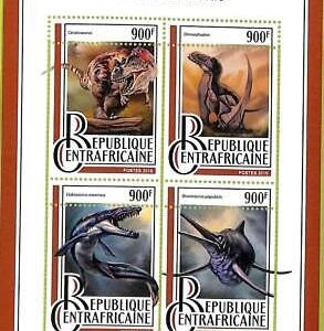 A7569 - CENTRAFRICAINE - ERROR MISPERF Stamp Sheet-2016- Prehistoric: dinosaurs