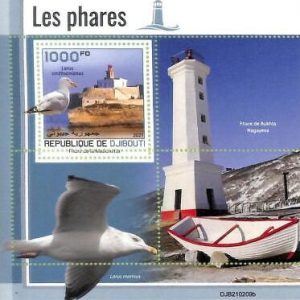 A7675 - DJIBOUTI - ERROR MISPERF Stamp Sheet - 2021   Lighthouses BIRDS