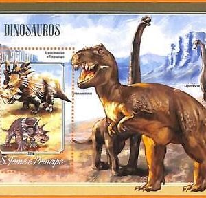 A6632 - SAO TOME & PRINCIPE, Error, 2014, MISSPERF SOUVENIR SHEET: Dinosaurs