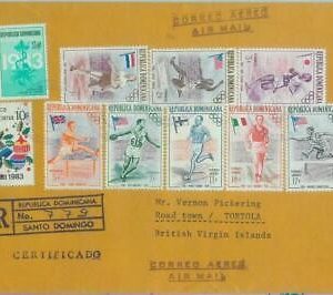 84784 - DOMINICANA - POSTAL HISTORY - COVER to VIRGIN ISLANDS medicine OLYMPICS