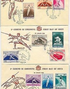 Sport BOXING WRESTINLING MOTO -  POSTAL HISTORY - SAN MARINO : 3 FDC COVER 1954