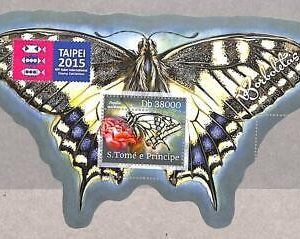 A4496 - SAO TOME & PRINCIPE - ERROR MISPERF Souvenir s: 2015 Butterflies, Flower