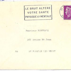 ai3530 - FRANCE - POSTAL HISTORY - Postmark - MEDICINE Mental Helath NOISE 1965