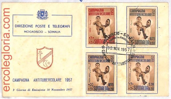 ai3532 - SOMALIA - POSTAL HISTORY - FDC Cover - MEDICINE Tuberculosis - 1957