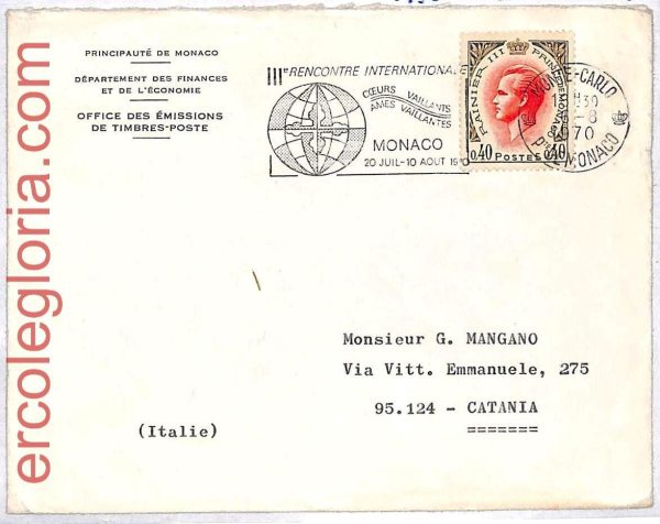 ai3544 - MONACO - POSTAL HISTORY Cœurs vaillants Âmes vaillantes RELIGION Heart