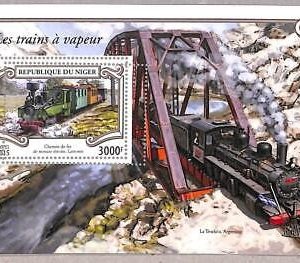 A2348 - NIGER - ERROR - MISPERF stamp sheet 2015 Steam Trains