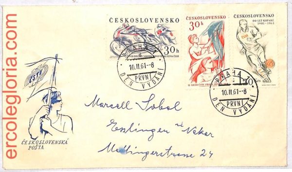 ai3573 - Czechoslovakia - POSTAL HISTORY - FDC - Moto FOOTBALL sport 1961