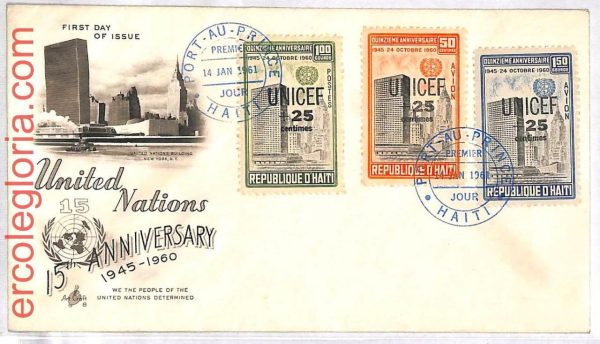 ai3629 - HAITI - POSTAL HISTORY - FDC Cover -  United Nations UNICEF - 1961