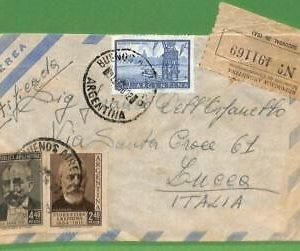98763 - ARGENTINA - POSTAL HISTORY - Registered Airmail COVER to ITALY 1956