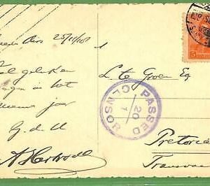 98704 - ARGENTINA - POSTAL HISTORY - censored POSTCARD to  SOUTH AFRICA - 1918