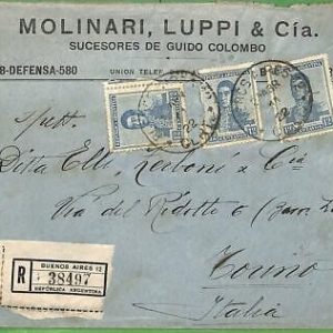 98711 - ARGENTINA - POSTAL HISTORY - Registered Advertising COVER to ITALY  1922