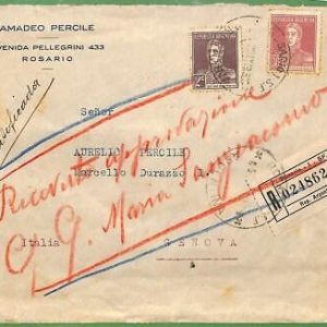 98732 - ARGENTINA - POSTAL HISTORY - Registered COVER: ROSARIO to ITALY  1932
