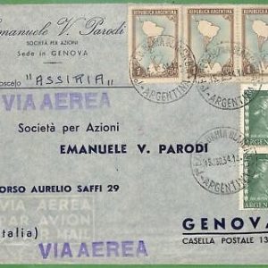 98740 - ARGENTINA - POSTAL HISTORY - Airmail COVER to ITALY  1954  MAPS Evita