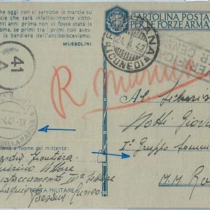 72089 - ITALY - POSTAL HISTORY - FELDPOST Field Post - SUBMARINES Torpedo 1942