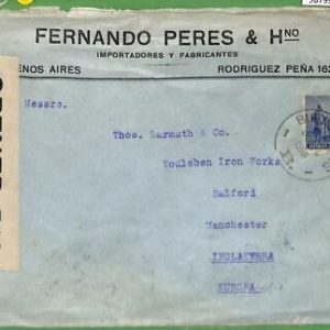 98799 - ARGENTINA - POSTAL HISTORY - Censored COVER to GB 1916 Poster Stamp!