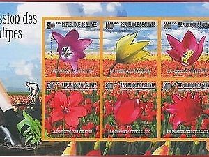 FRENCH GUINEA - ERROR, 2010 IMPERF SHEET: FLOWERS, Tulipans