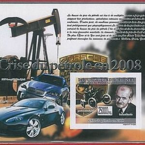 FRENCH GUINEA - ERROR, 2008 IMPERF SHEET: CARS, Porsche, BMW, Petrol Gas Crisis
