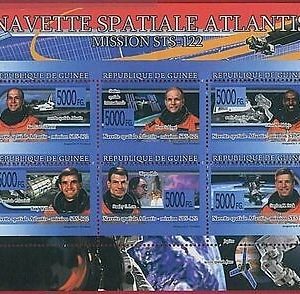 FRENCH GUINEA - ERROR, 2008 MISPERF SHEET: SPACE Astronomy, Satellites, Atlantis