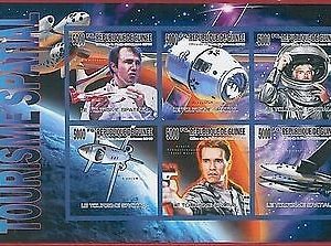 FRENCH GUINEA - ERROR, 2010 IMPERF SHEET: SPACE Tourism, CINEMA, Schwarzenegger