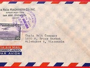 aa3623 - COSTA  RICA   - POSTAL HISTORY - AIRMAIL  COVER  to the USA 1954