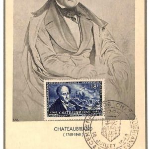 90010 -  FRANCE - Postal History - MAXIMUM CARD -  1948 François Chateaubriand