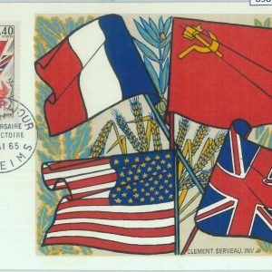 89876 - FRANCE  - Postal History - MAXIMUM CARD -  WAR military FLAGS 1965