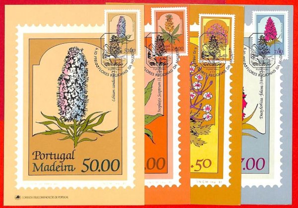 aa3251 - PORTUGAL Madeira - Postal History - 4  MAXIMUM CARD 1981   FLOWERS