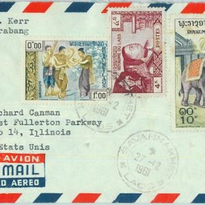 94551 - LAOS - Postal History - AIRMAIL  Savannakhe 1961 - MUSIC Dance ELEPHANT