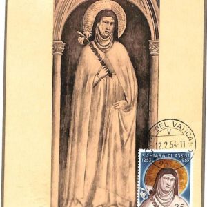 90085 -  VATICAN - Postal History -  MAXIMUM CARD -  SAINT CLAIRE Religion 1954