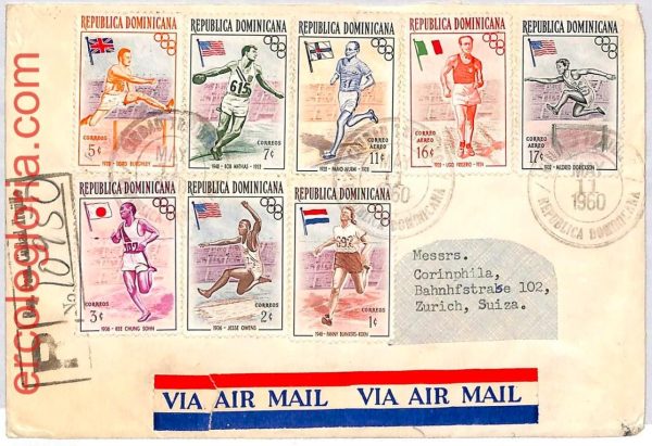 ai3672 - DOMINICANA - POSTAL HISTORY - Air Mail Cover - Olympic Games - 1960