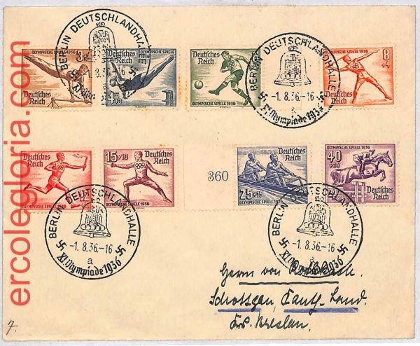 ai3661 - Germany - POSTAL HISTORY - FDC - Olympic Games - 1.8.1936