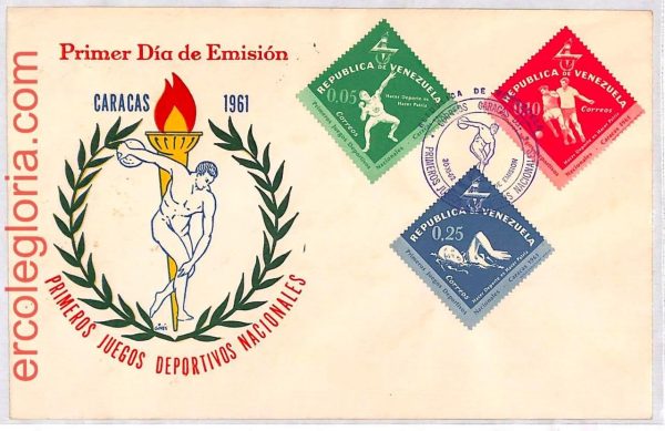 ai3922 - Venezuela - POSTAL HISTORY  Set of 2 FDC Baseball CYCLING football 1962