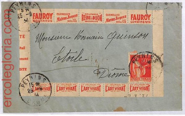 ai3481 - France -  POSTAL HISTORY -  ADVERTISING stamp on COVER - Gastonomy ART