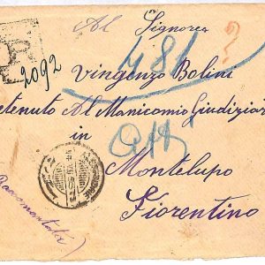 ai3543 - EGYPT - POSTAL HISTORY - Cover sent to LUNATIC ASSYLUM in Italy! 1893