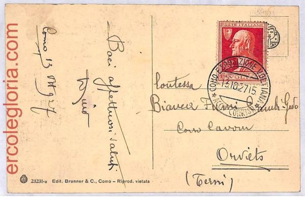 ai3804 - Italy - POSTAL HISTORY Event Postmark - Science VOLTA Electricity 1927