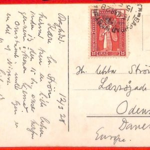aa4140  - IRAQ - POSTAL HISTORY - POSTCARD: Mosul  to DENMARK  1928