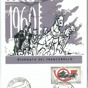 72609 - ITALY - Postal History - FDC MAXIMUM CARD - STAMP DAY Horses Horn 1960
