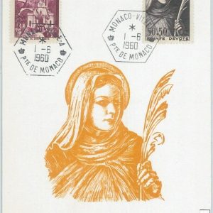 77715  -   MONACO  -  FDC  MAXIMUM CARD 1960 -  RELIGION Sainte Devote
