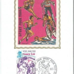 72747 - FRANCE - Postal History - MAXIMUM CARD - SPORT Cycling Skiing 1978  SILK