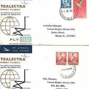 50161 - TEALECTRA Set of 8 First FLIGHT COVERS - NEW ZEALAND 1959 / 1960